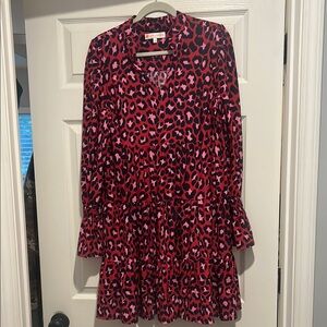 Jude Connally Pink and Black Midi Dress